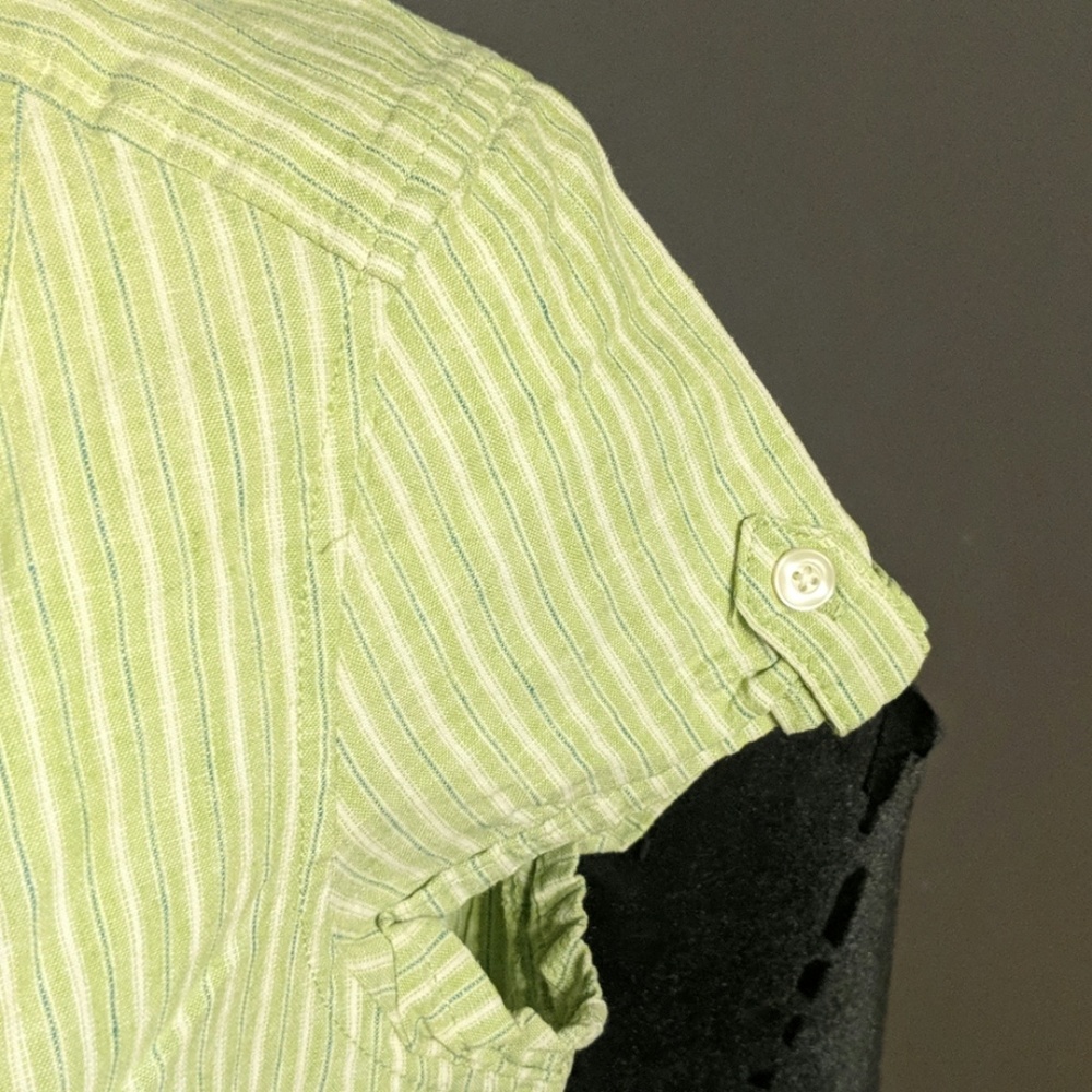 Sonoma Green white striped short sleeve button up - Picture 4 of 5